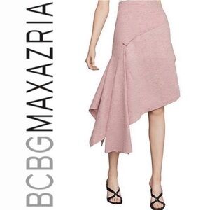 🆕BCBGMAXAZRIA Pinstriped Asymmetric Skirt In Lipstick Red. Size Large.NWT